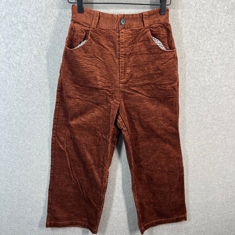 Kina and Tam Corduroy Pants Rust Brown Garden Potted Plant Pocket Womens Small